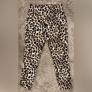 New York & Company Whitney High-Waisted Pull-On Ankle Pants, Leopard, Size M